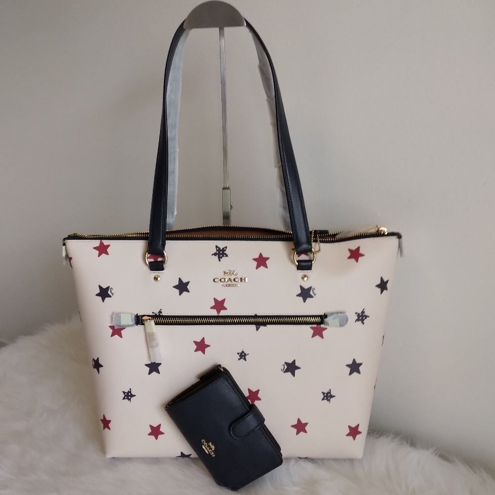 SOLD NWT Star Americana Coach Gallery Tote Bag with Matching Wallet SET